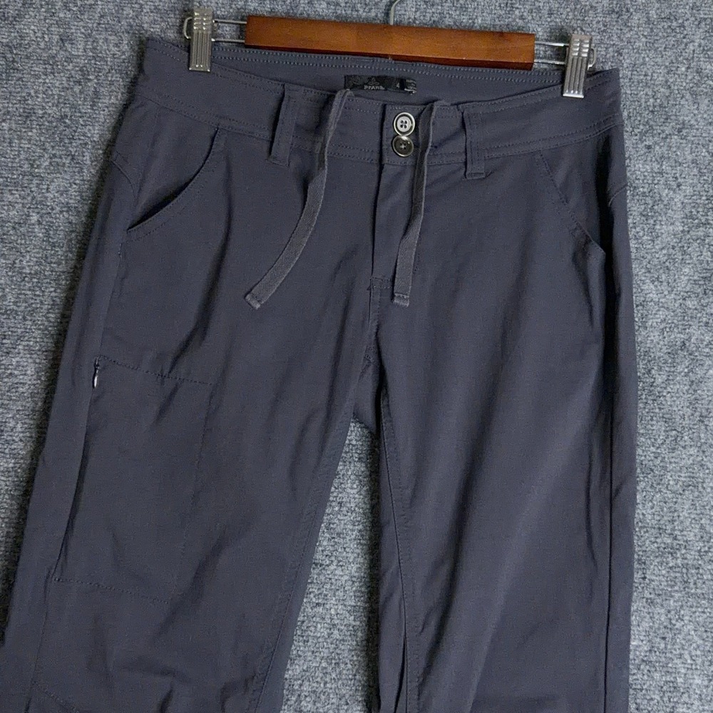 prAna Halle Hiking Pants Womens 4 Regular Gray Stretch Zion Roll Up Snap Capri